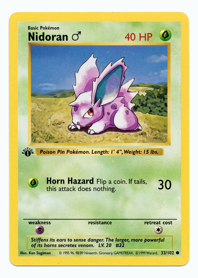 Nidoran ♂ 55/102 Base 1999 - Common Unlimited EN (Raw - Near Mint)
