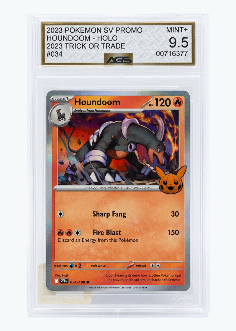 Houndoom 034/198 Scarlet & Violet 2023 - Common Pumpkin Pikachu Stamp EN (AGS 9.5 GEM MINT)