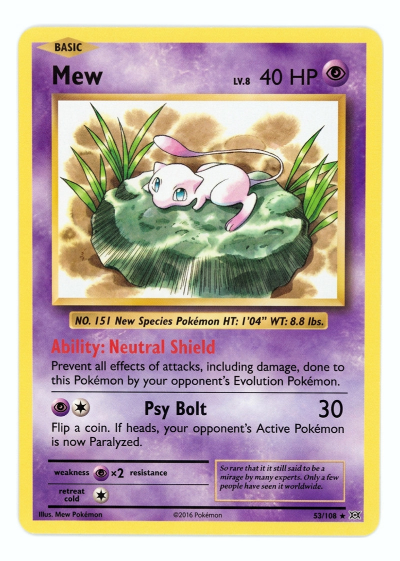 Mew 53/108 Evolutions 2016 - Rare Holo EN (Raw - Moderately Played)