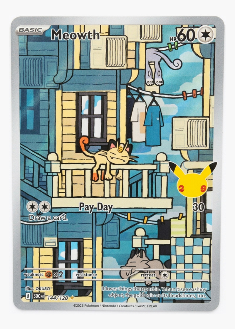 Meowth 144/128 30th Celebration 2026 - Illustration Rare Holofoil EN (Raw - Near Mint)