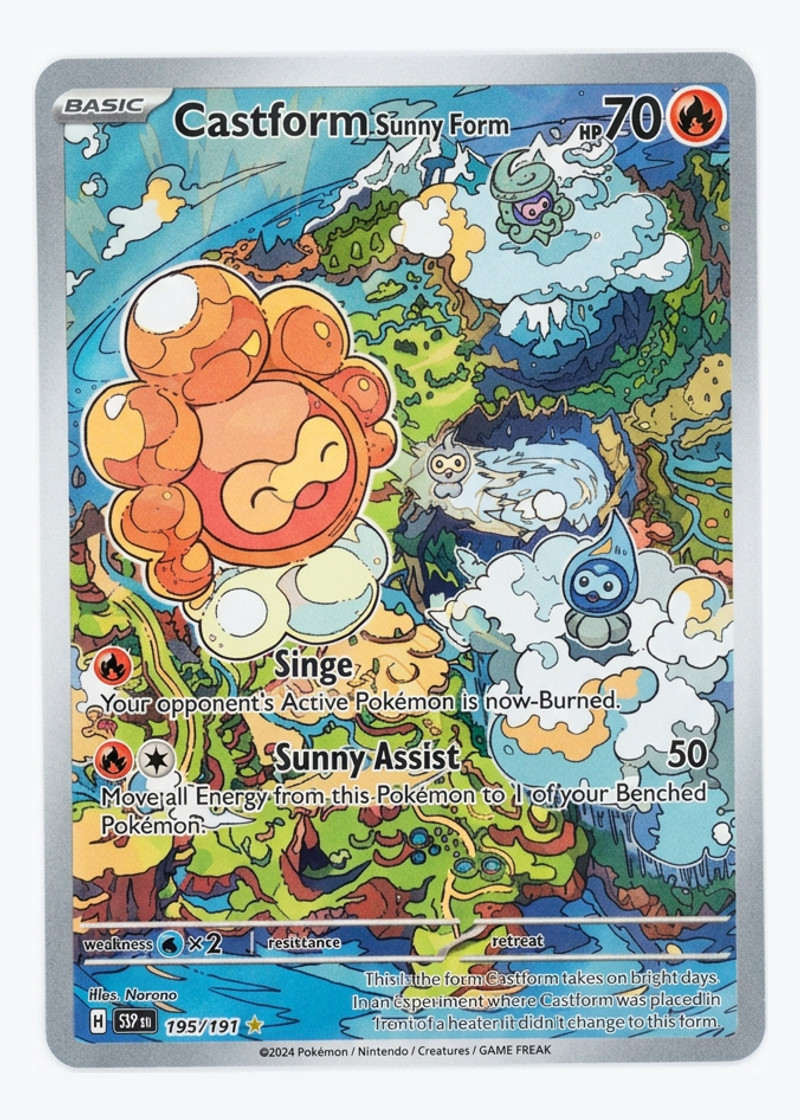 Castform Sunny Form 195/191 Surging Sparks 2024 - Illustration Rare Holofoil EN (Raw - Near Mint)