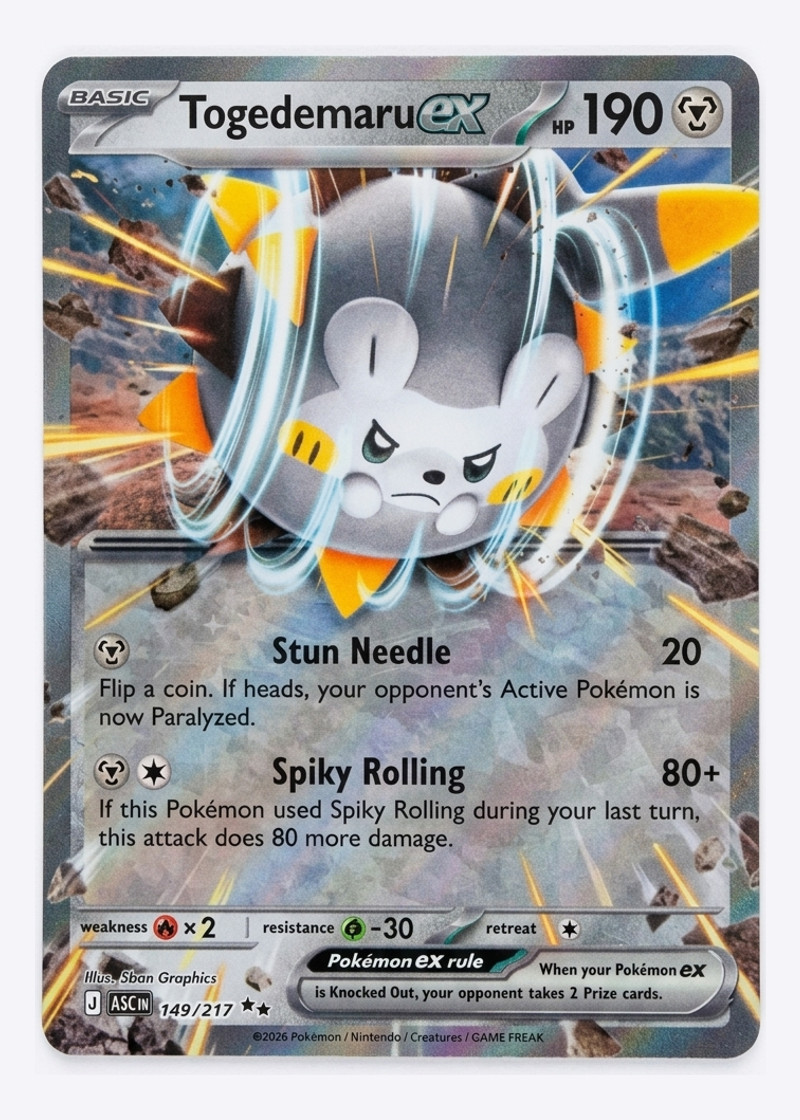 Togedemaru ex 149/217 Ascended Heroes 2026 - Double Rare Holofoil EN (Raw - Near Mint)