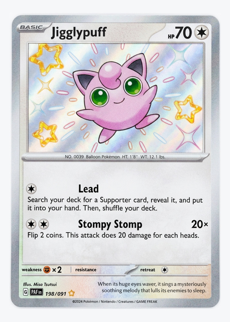 Jigglypuff 198/091 Paldean Fates 2024 - Shiny Rare Holofoil EN (Raw - Near Mint)