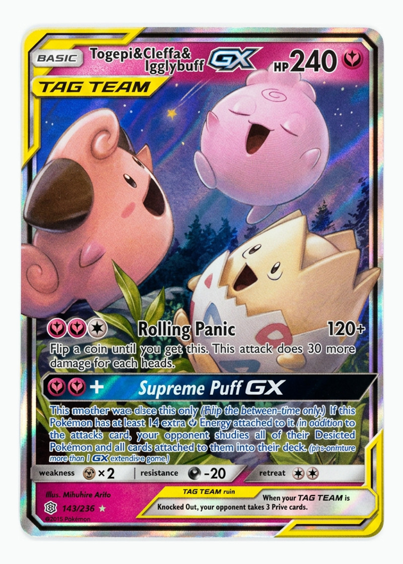 Togepi & Cleffa & Igglybuff-GX 143/236 Cosmic Eclipse 2019 - Rare Holo GX Holofoil EN (Raw - Near Mint)