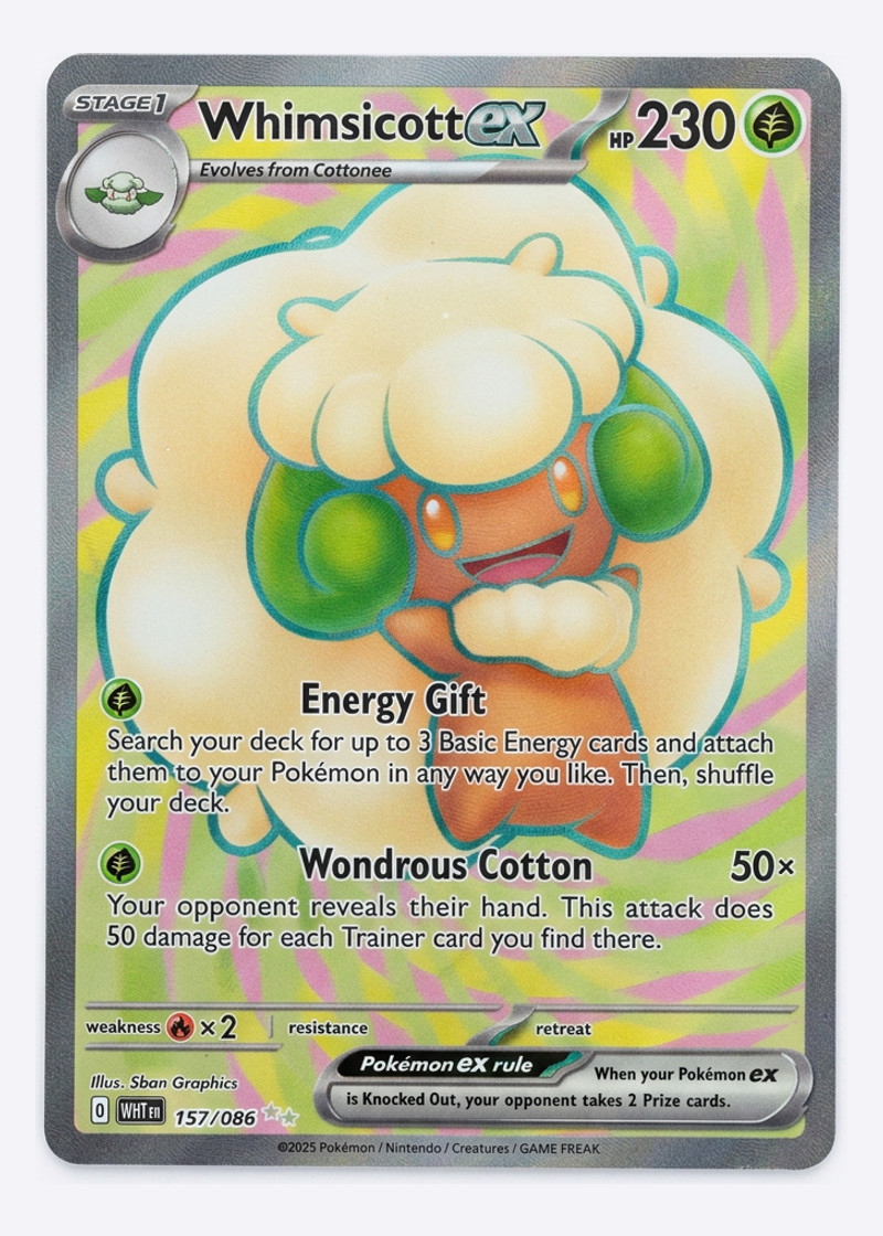 Whimsicott ex 157/086 White Flare 2025 - Ultra Rare Holofoil EN (Raw - Near Mint)