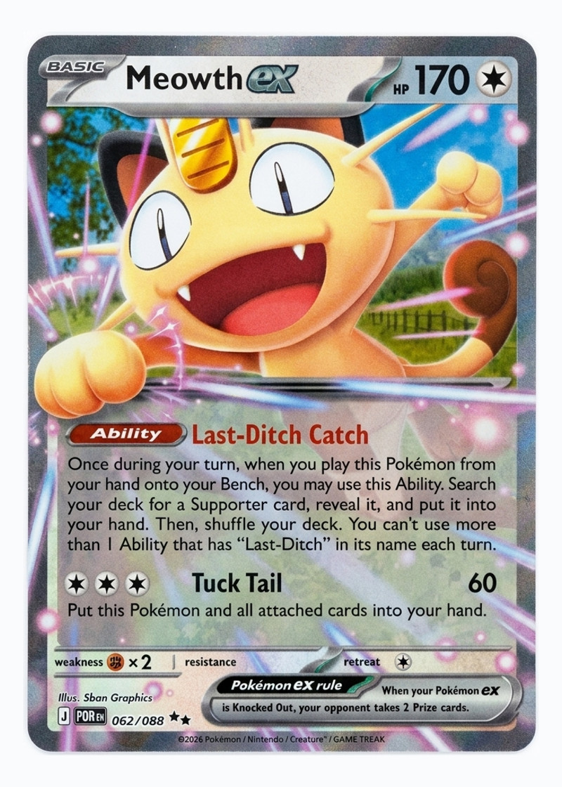 Meowth ex 062/088 Perfect Order 2026 - Double Rare Holofoil EN (Raw - Near Mint)