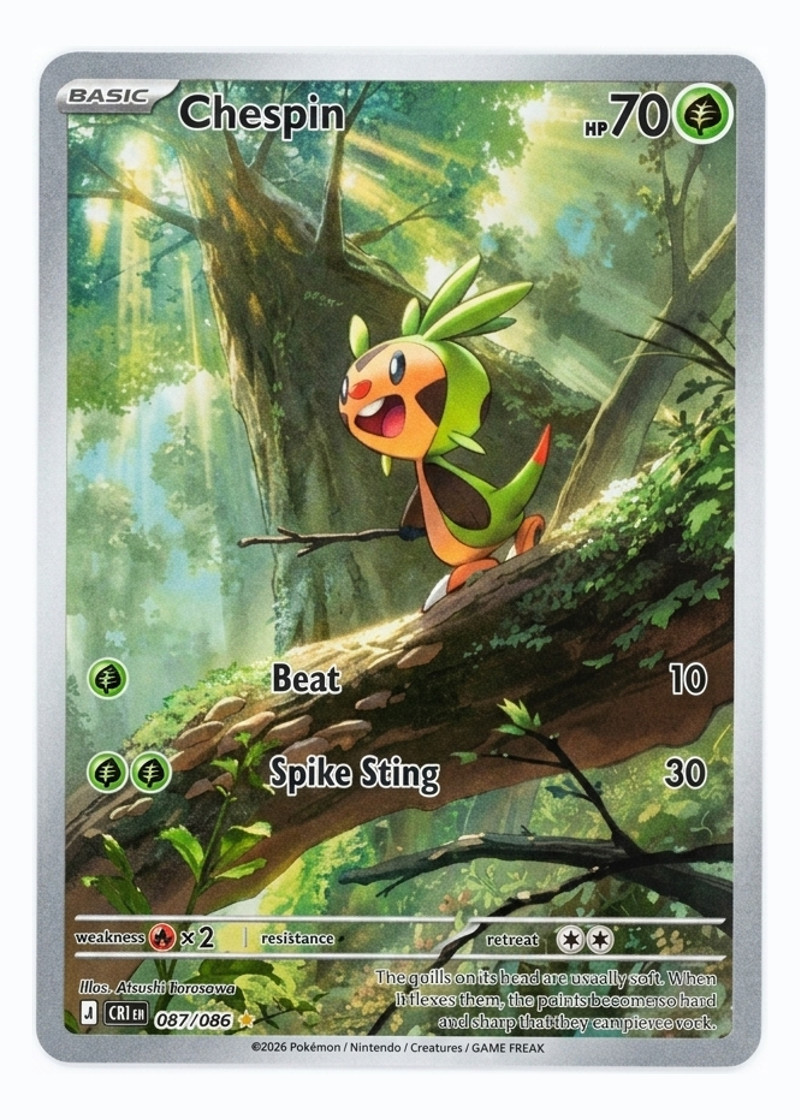 Chespin 087/086 Chaos Rising 2026 - Illustration Rare Holofoil EN (Raw - Near Mint)
