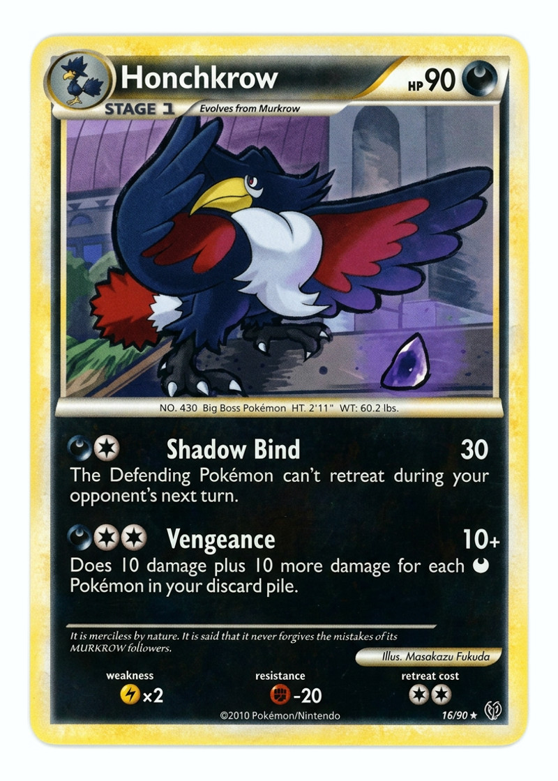 Honchkrow 16/90 HS—Undaunted 2010 - Rare EN (Raw - Near Mint)