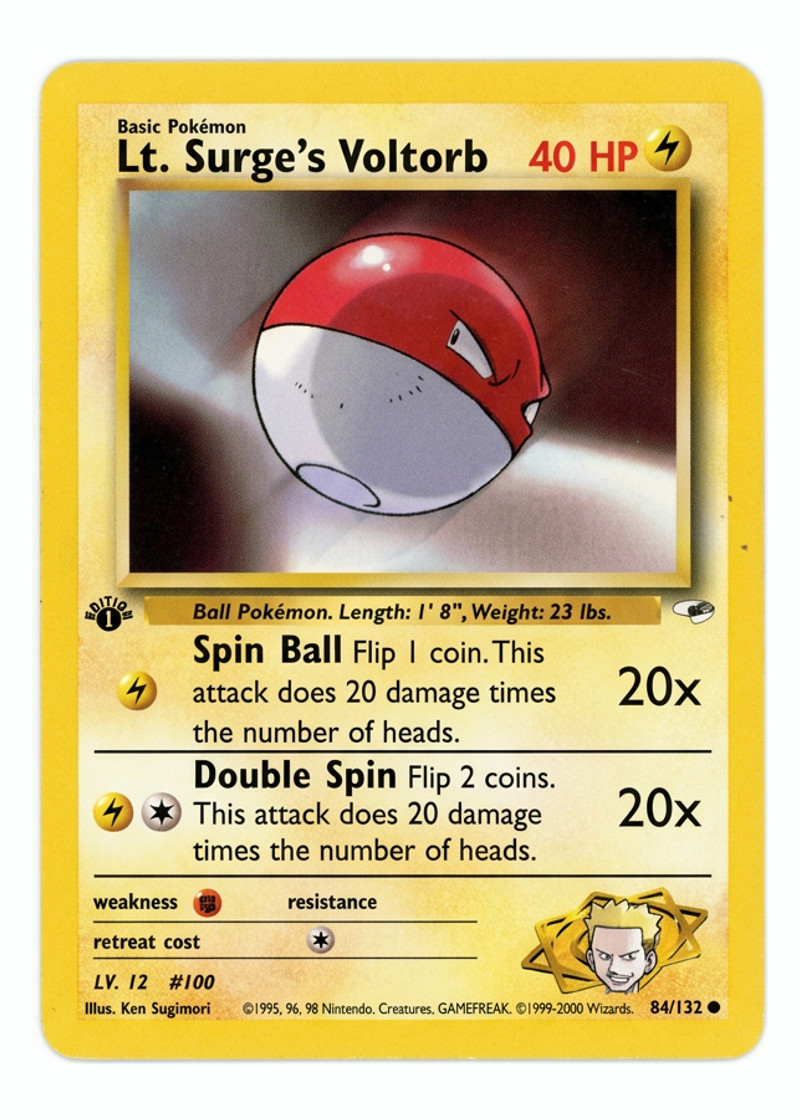 Lt. Surge's Voltorb 84/132 Gym Heroes 2000 - Common First Edition EN (Raw - Near Mint)