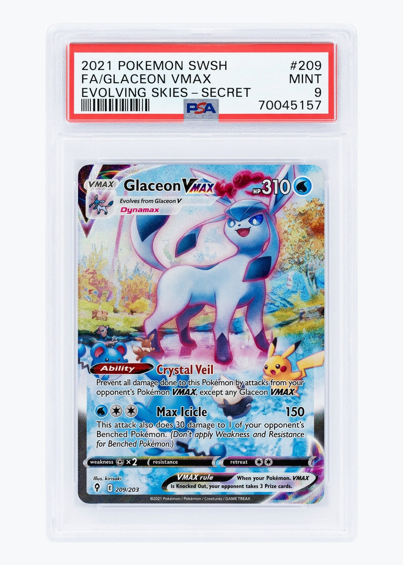 Glaceon VMAX 209/203 Evolving Skies 2021 - Rare Rainbow Holofoil EN (PSA 9 MINT)