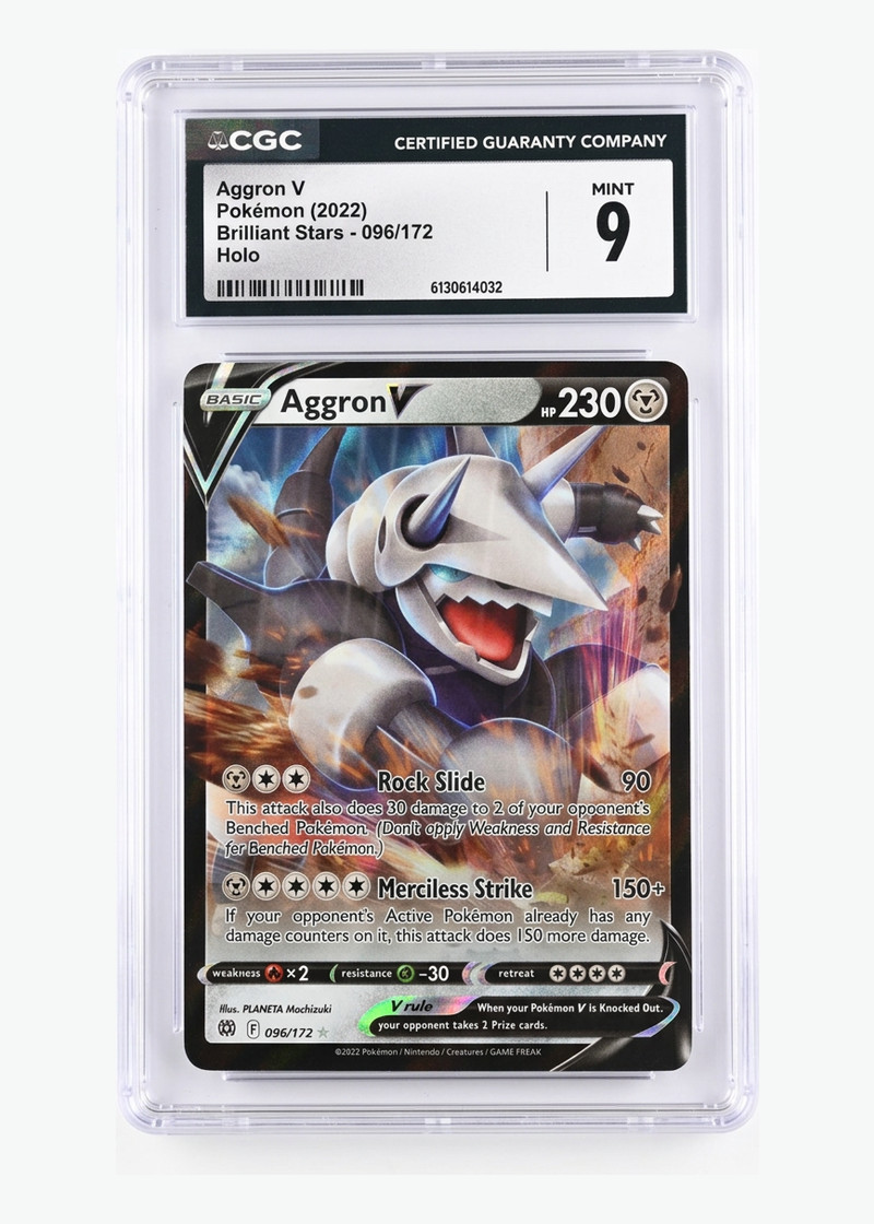 Aggron V 096/172 Brilliant Stars 2022 - Rare Holo V Holofoil EN (CGC 9 MINT)