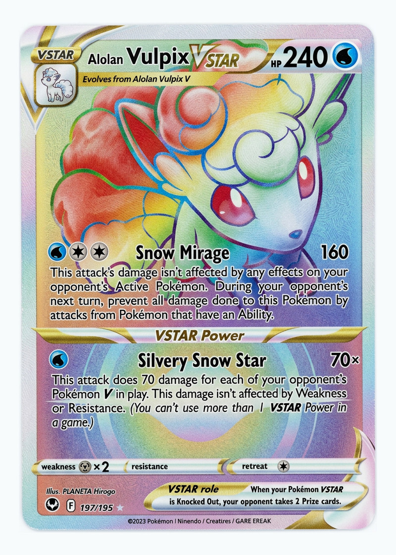 Alolan Vulpix VSTAR 197/195 Silver Tempest 2022 - Rare Rainbow Holofoil EN (Raw - Near Mint)