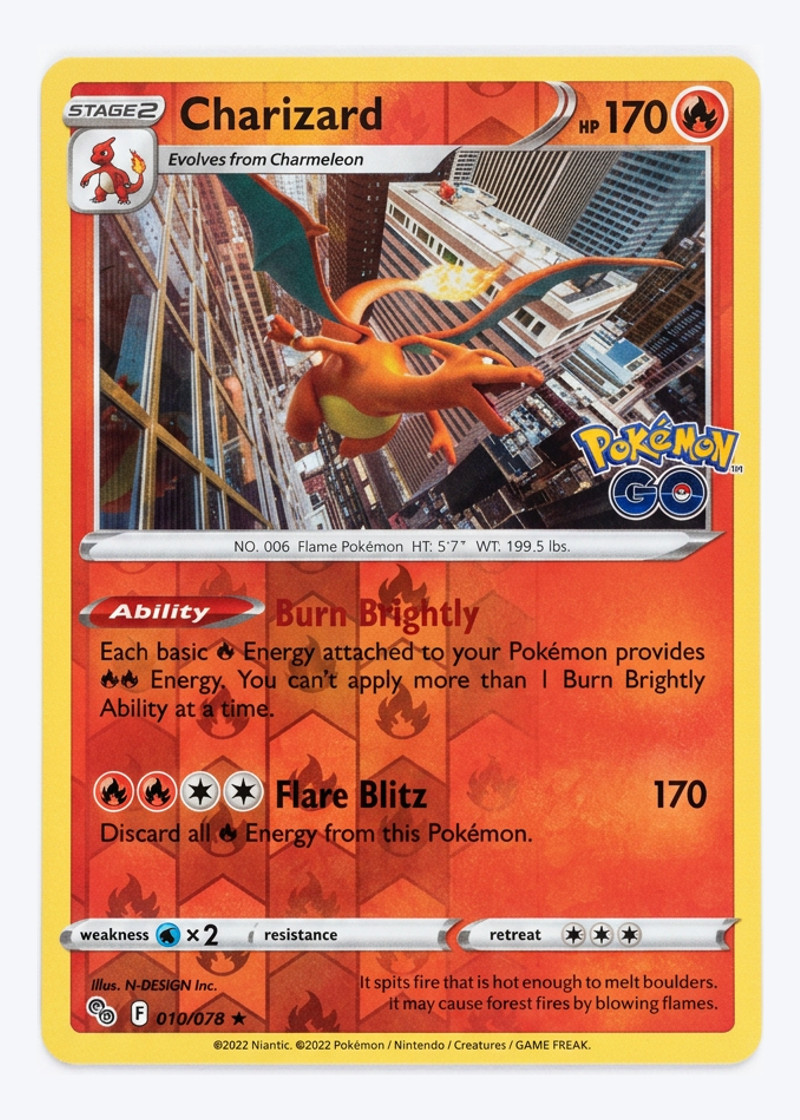 Charizard 010/078 Pokémon GO 2022 - Rare Holo Reverse Holofoil EN (Raw - Near Mint)