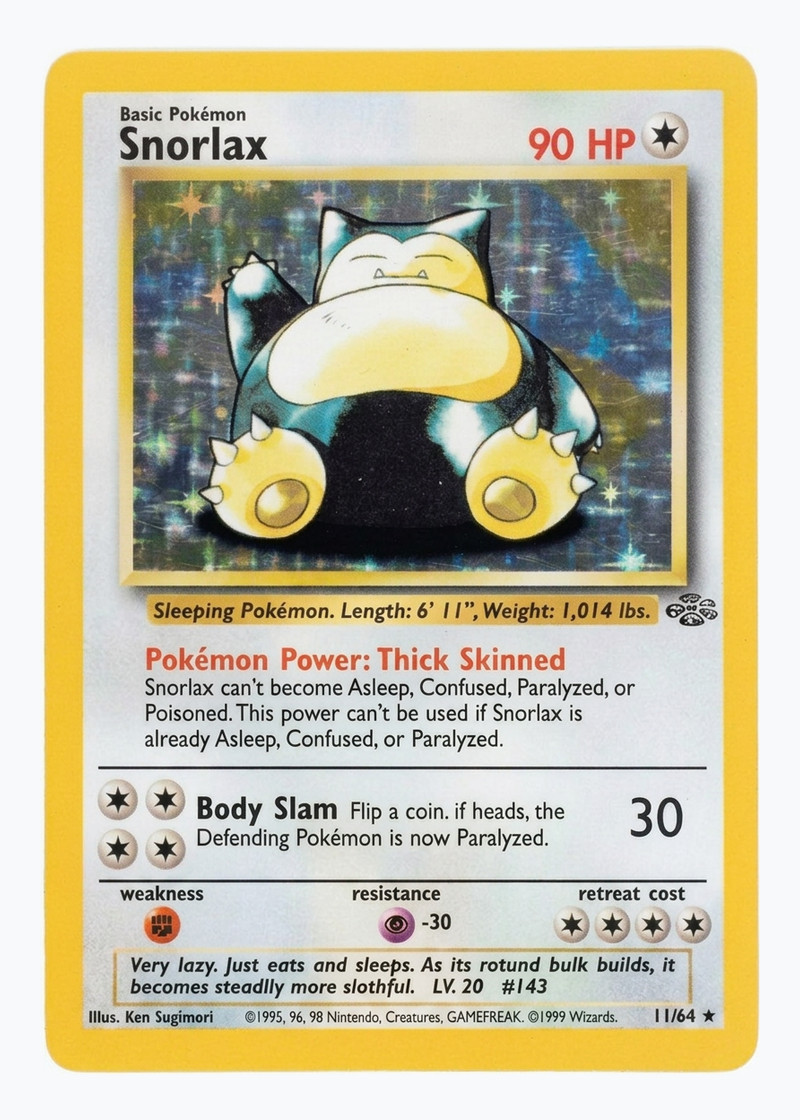 Snorlax 11/64 Jungle 1999 - Rare Holo Unlimited Holofoil EN (Raw - Near Mint)