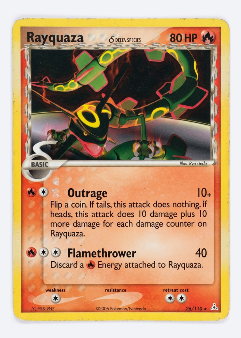 Rayquaza δ 26/110 Holon Phantoms 2006 - Rare EN (Raw - Damaged)