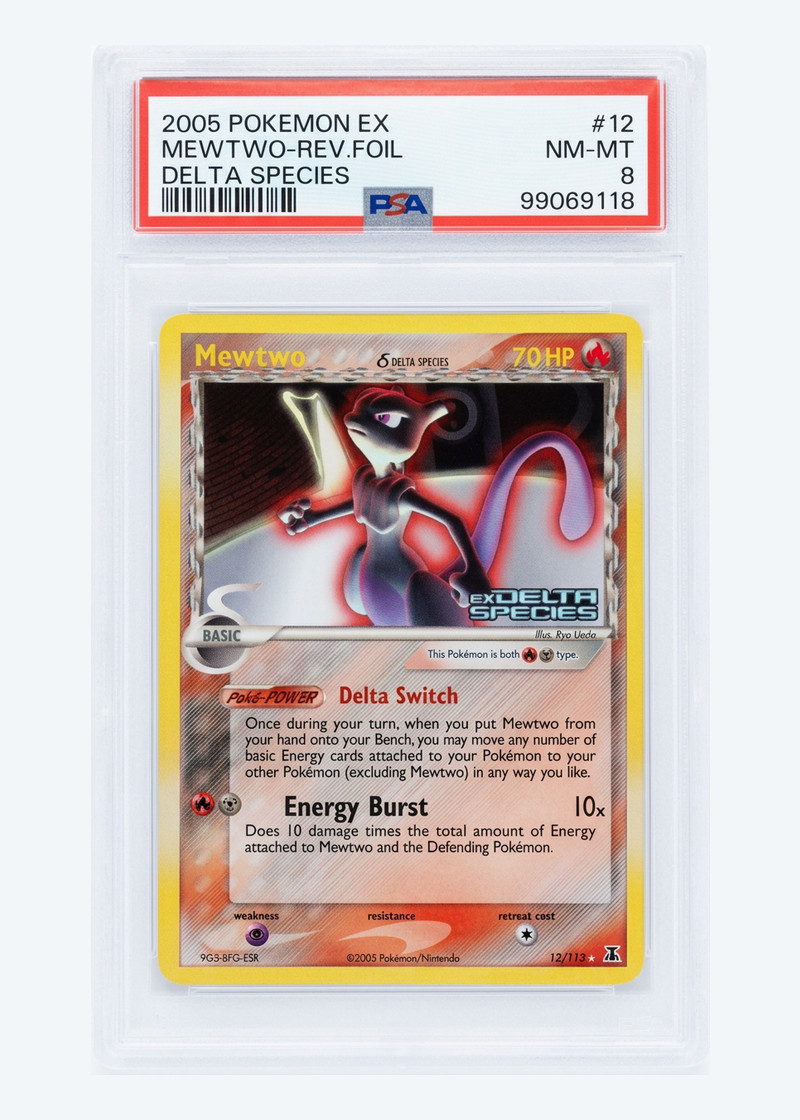 Mewtwo δ 12/113 Delta Species 2005 - Rare Holo Reverse Holofoil EN (PSA 8 NM-MT)