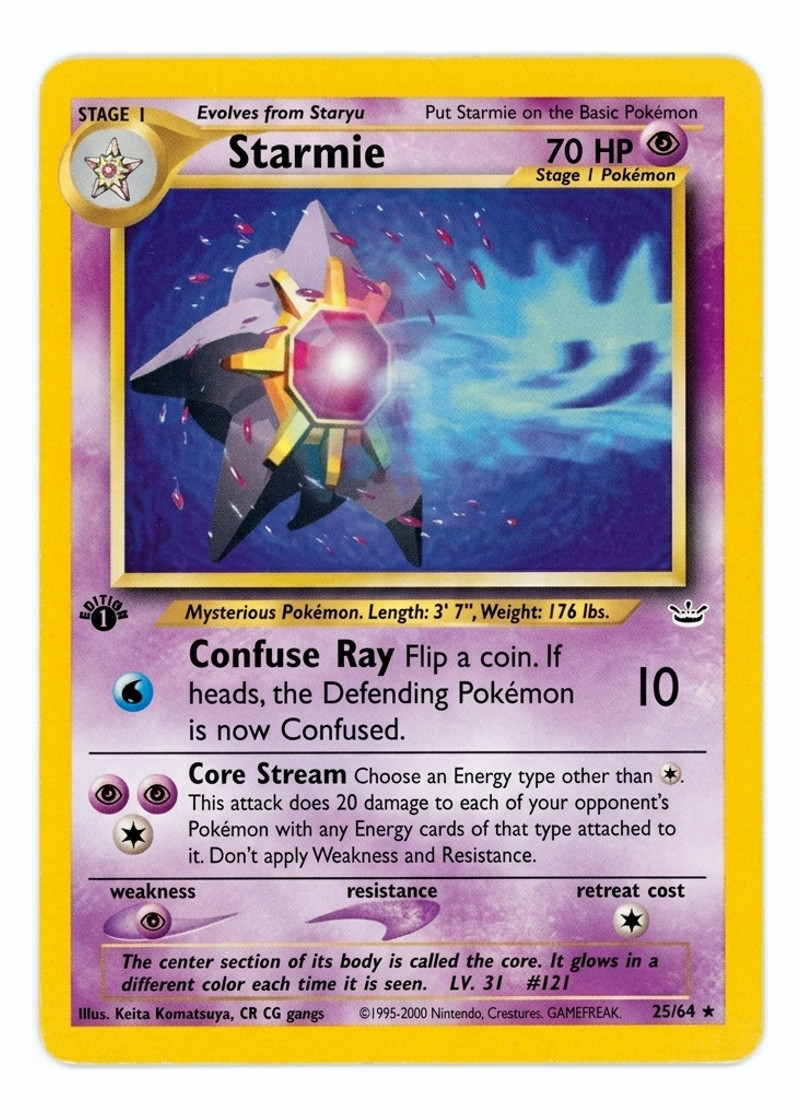Starmie 25/64 Neo Revelation 2001 - Rare First Edition EN (Raw - Near Mint)