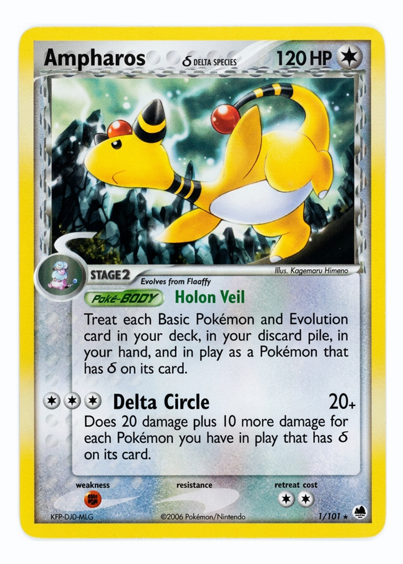 Ampharos δ 1/101 Dragon Frontiers 2006 - Rare Holo EN (Raw - Lightly Played)