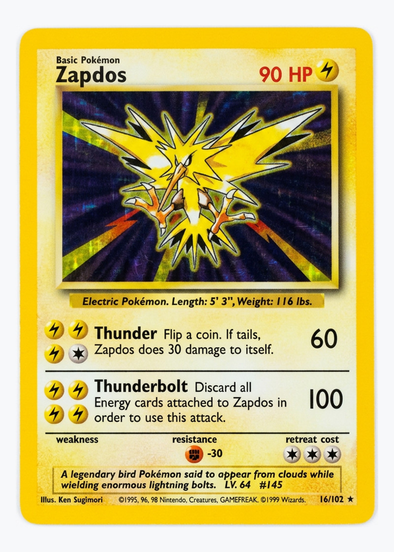Zapdos 16/102 Base 1999 - Rare Holo Unlimited Holofoil EN (Raw - Lightly Played)