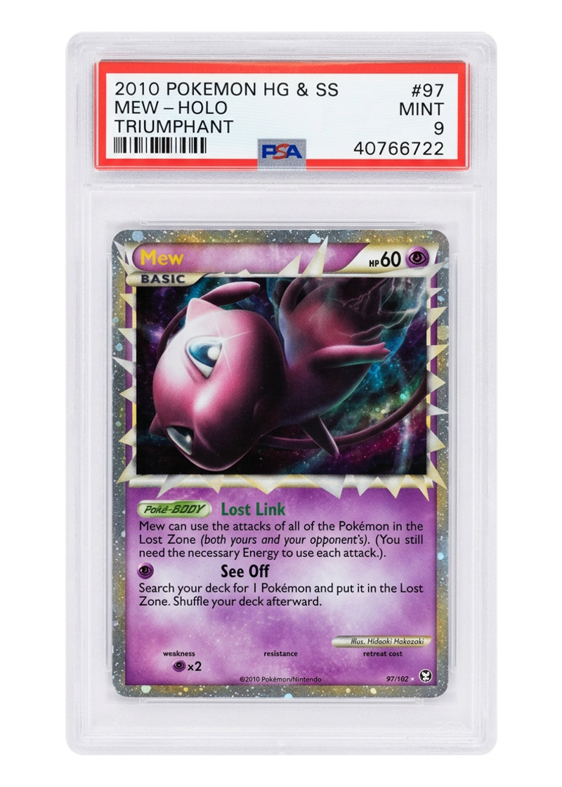 Mew 97/102 HS—Triumphant 2010 - Rare Prime Holofoil EN (PSA 9 MINT)