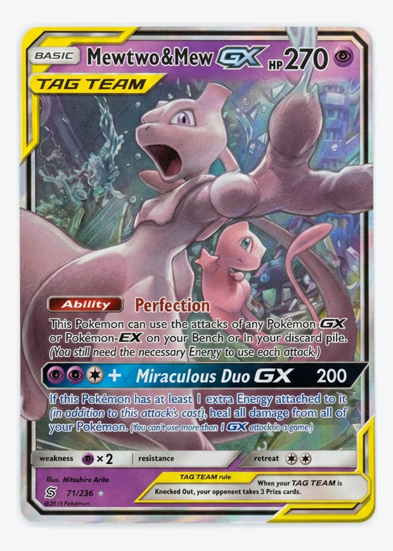 Mewtwo & Mew GX Tag Team 71/236 Unified Minds 2019 - Rare Holo GX Holofoil EN (Raw - Near Mint)