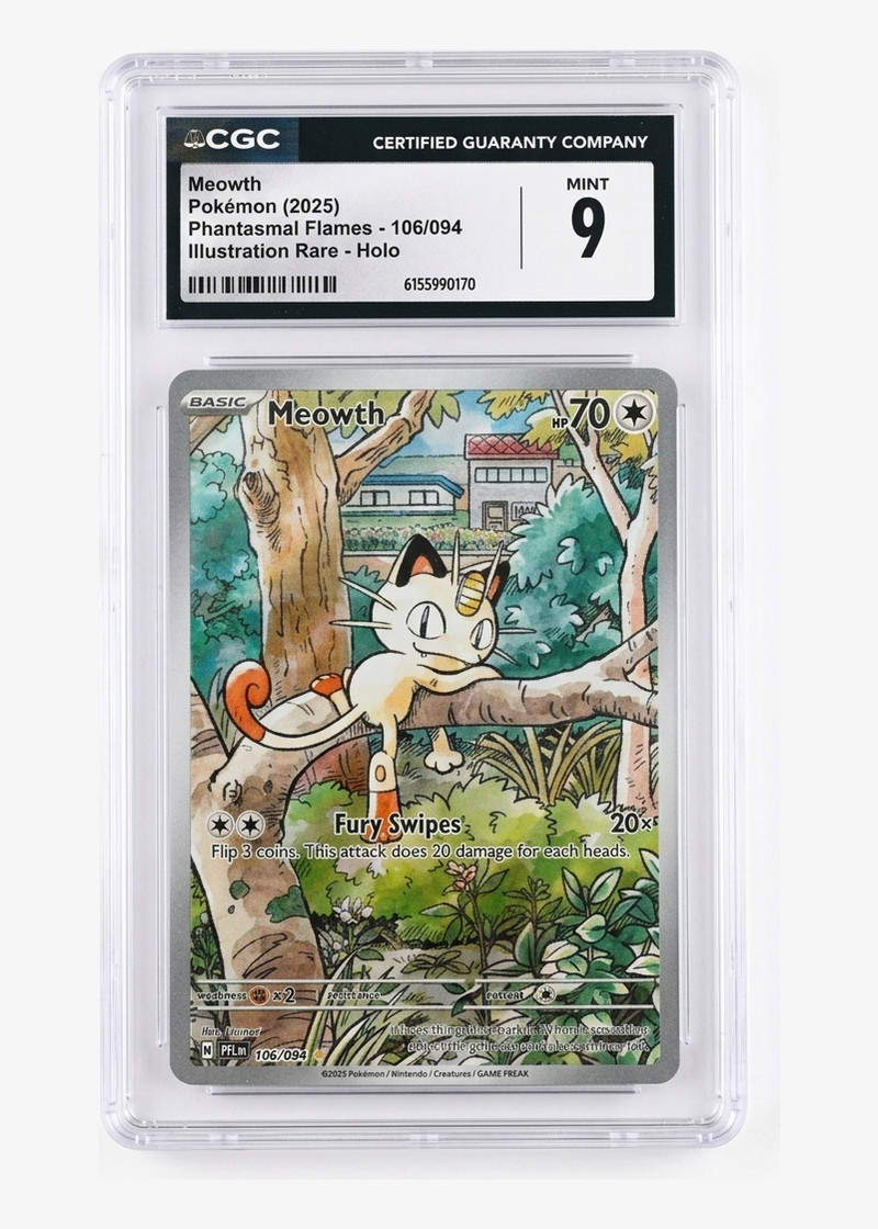 Meowth 106/094 Phantasmal Flames 2025 - Illustration Rare Holofoil EN (CGC 9 MINT)