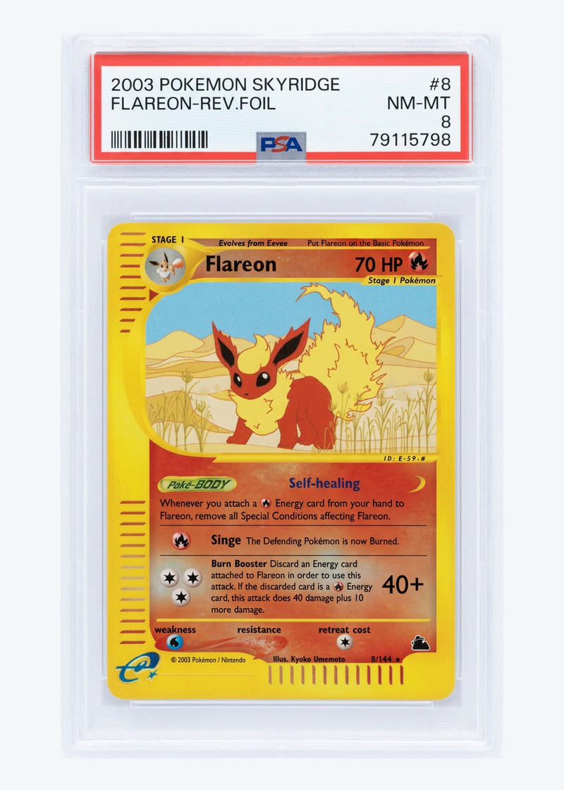 Flareon 8/144 Skyridge 2003 - Rare Reverse Holofoil EN (PSA 8 NM-MT)