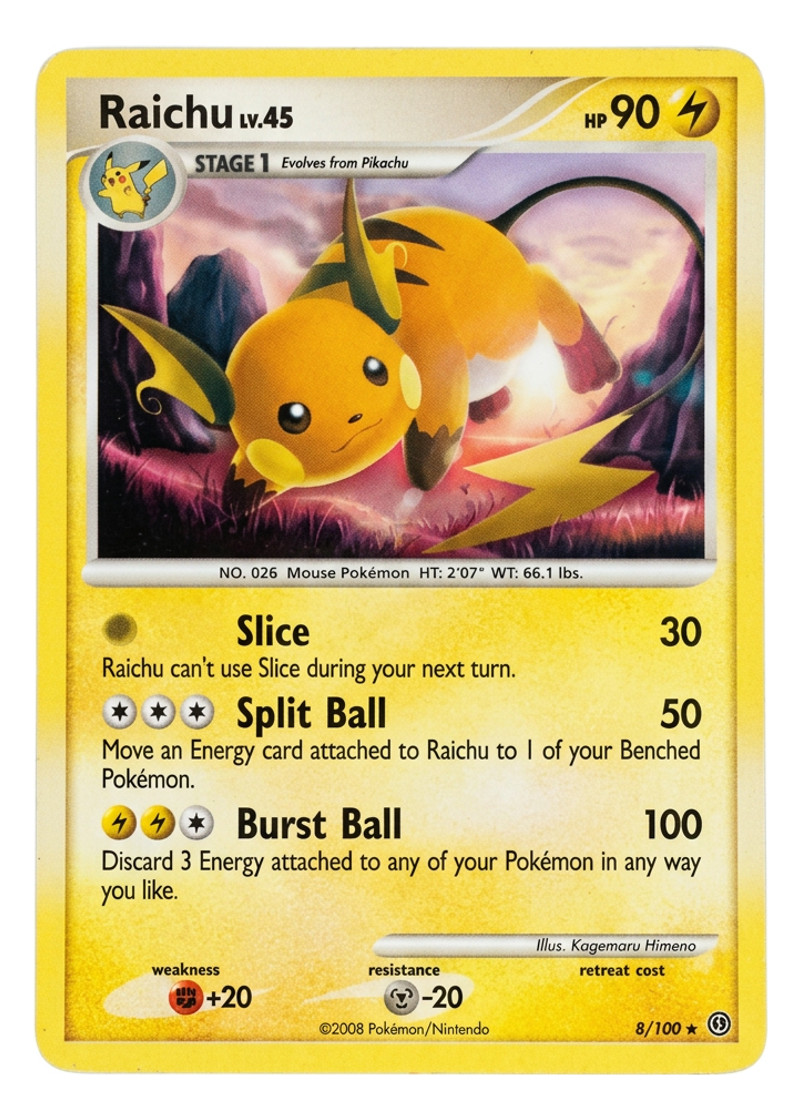 Raichu LV. 45 8/100 Stormfront 2008 - Rare Holo Reverse Holofoil EN (Raw - Near Mint)