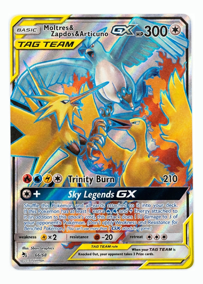 Moltres & Zapdos & Articuno GX Tag Team 66/68 Hidden Fates 2019 - Rare Ultra Holofoil EN (Raw - Near Mint)