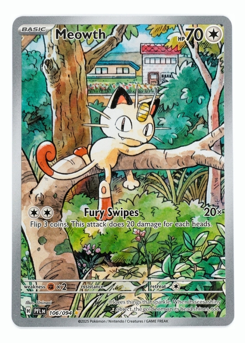 Meowth 106/094 Phantasmal Flames 2025 - Illustration Rare Holofoil EN (Raw - Near Mint)