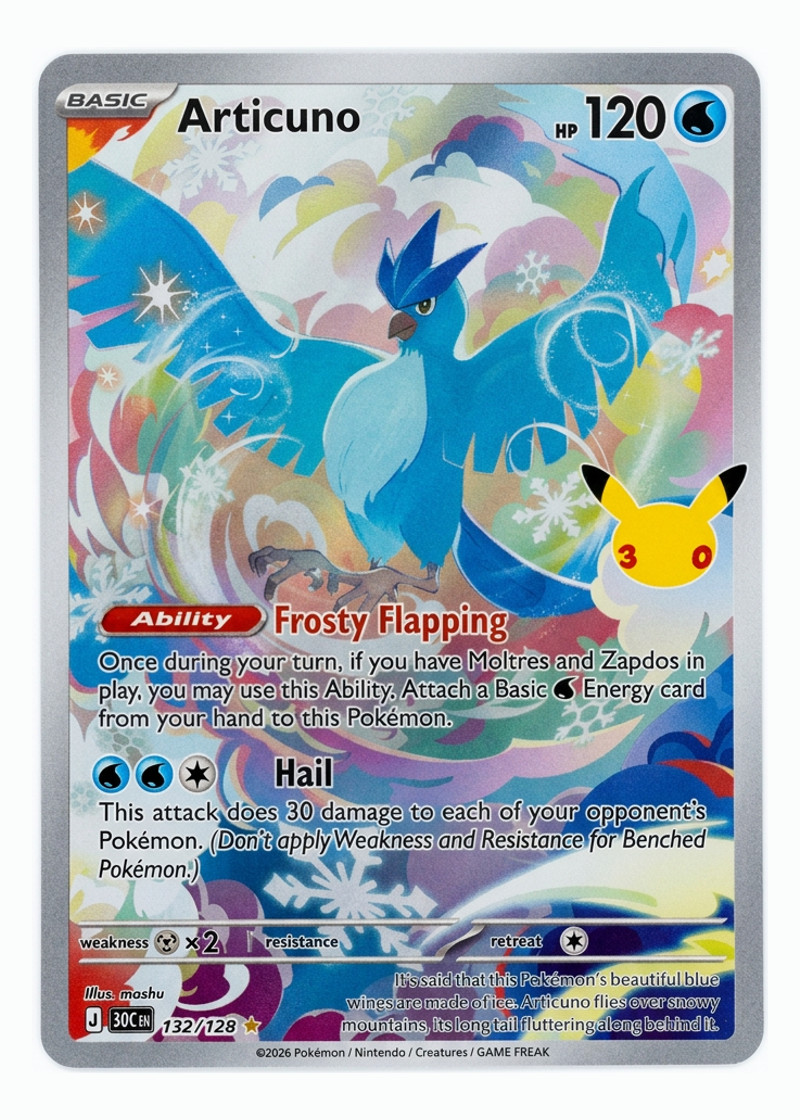 Articuno 132/128 30th Celebration 2026 - Illustration Rare Holofoil EN (Raw - Near Mint)