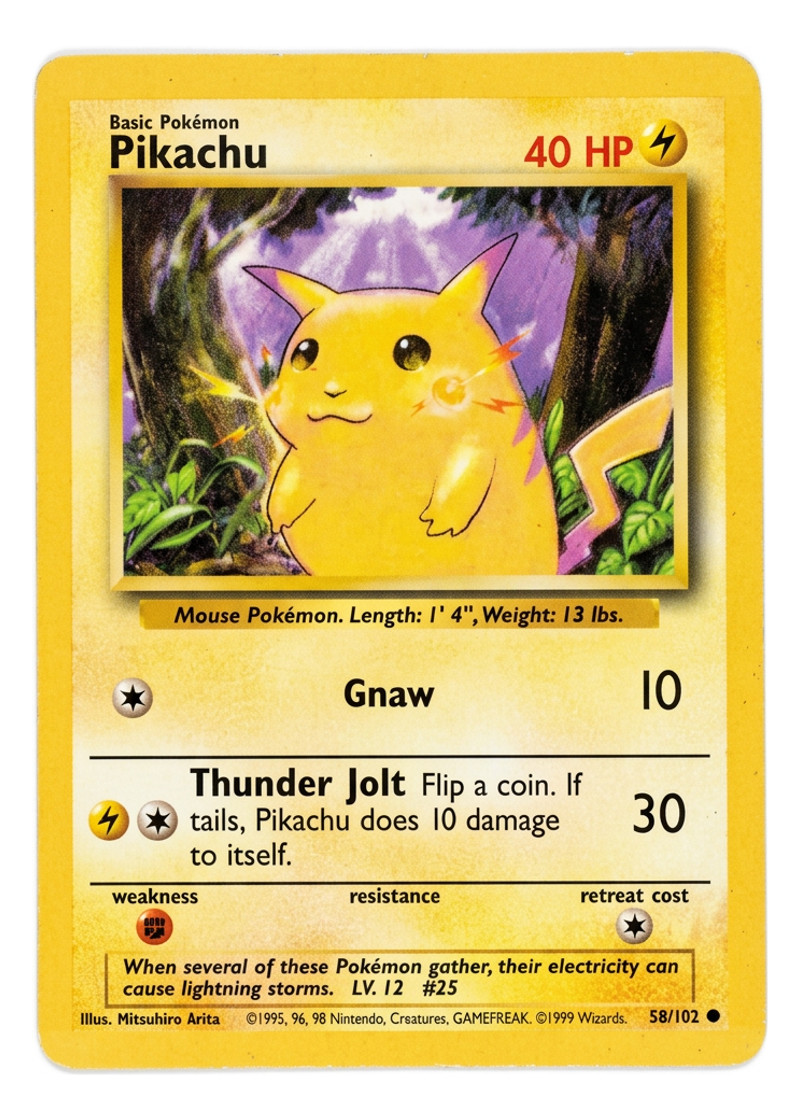 Pikachu 58/102 Base 1999 - Common Jumbo EN (Raw - Lightly Played)